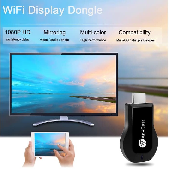 SLS89 alat penghubung hp ke tv AnyCast Miracast 1080P M2 Wifi HDMI Dongle