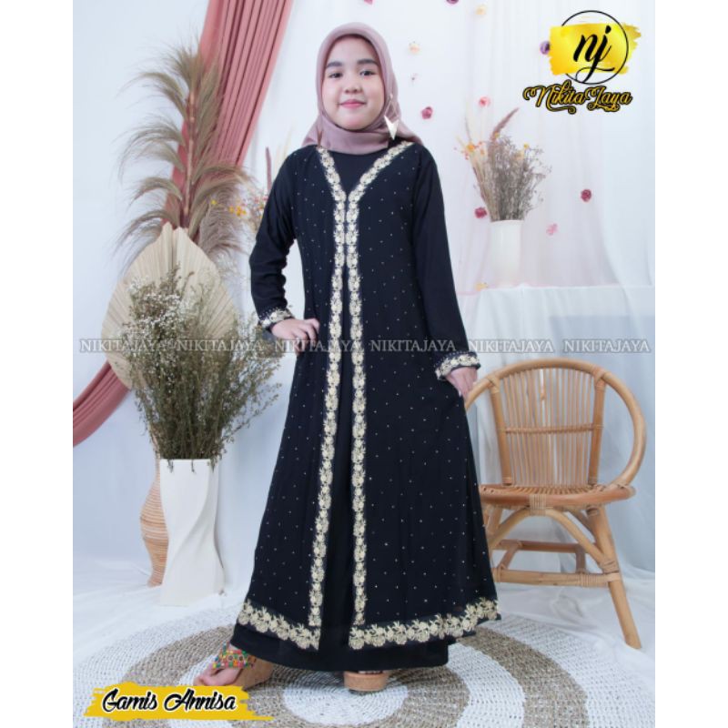 ABAYA ANAK//ABAYA TURKEY HITAM BORDIR ANNISA