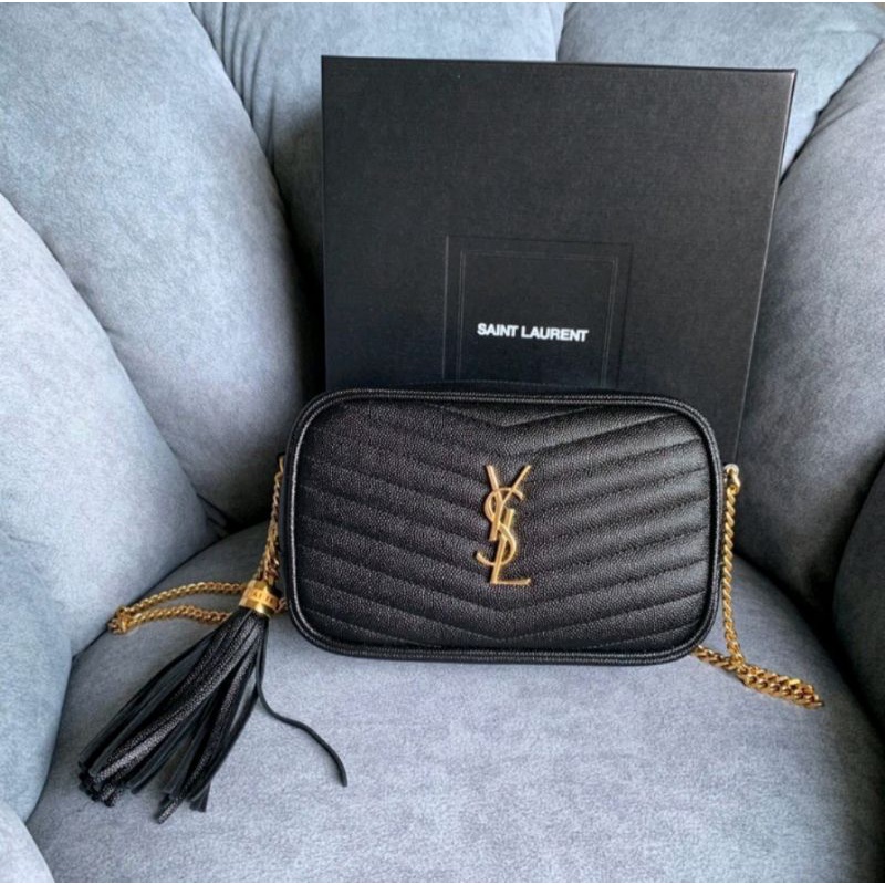 YSL Monogram Lou mini bag in black GHW