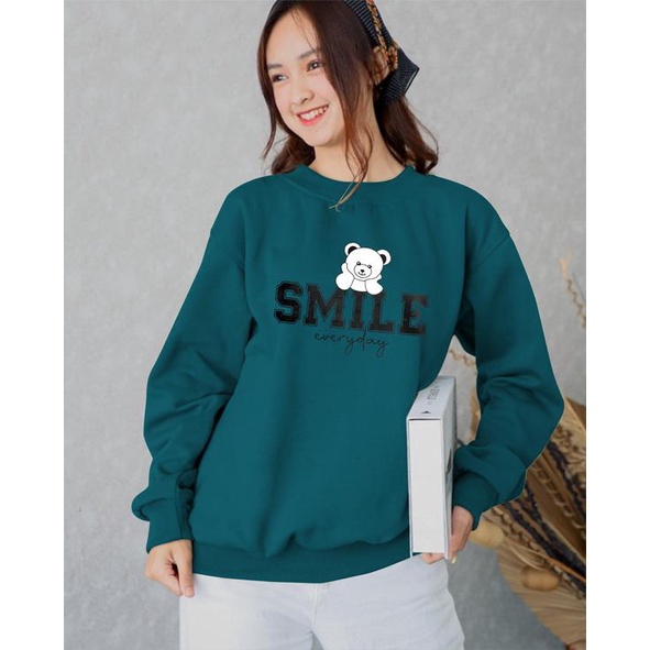 Kaos Lengan Panjang SMILE / Kaos Sweatshirt / Atasan Wanita / Atasan Wanita Lengan Panjang