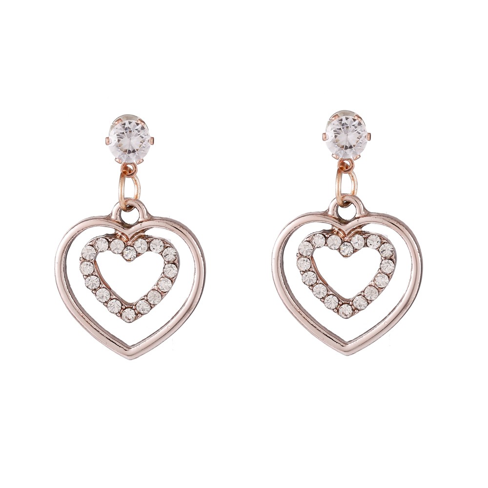 Anting wanita liontin jantung geometris Korea sederhana-3