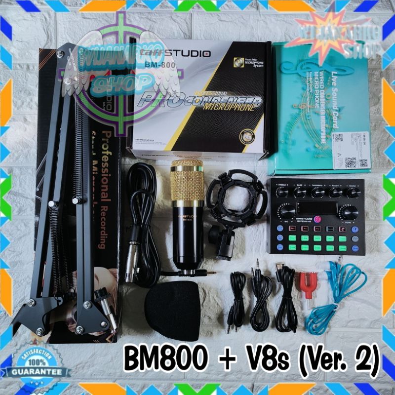 PAKET LIVE STREAMING REKAMAN HEMAT [2] BM800 + Audio Soundcard V8 V8s V8 Plus F998