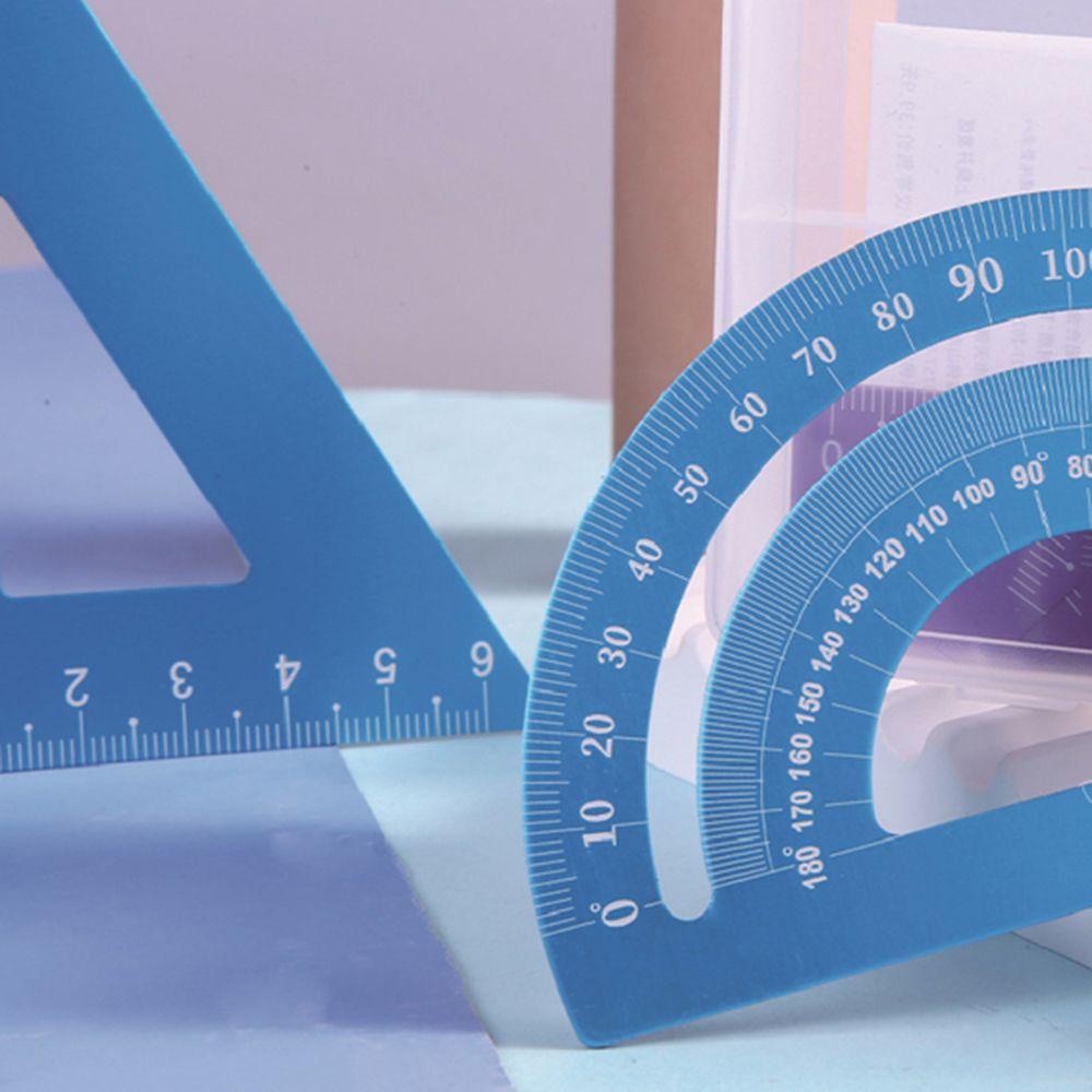 Mxbeauty Square Triangle Ruler Measurement Blue Straightedge Combination Ruler Segitiga Busur Derajat Perlengkapan Sekolah Paduan Aluminium Penggaris Gelombang