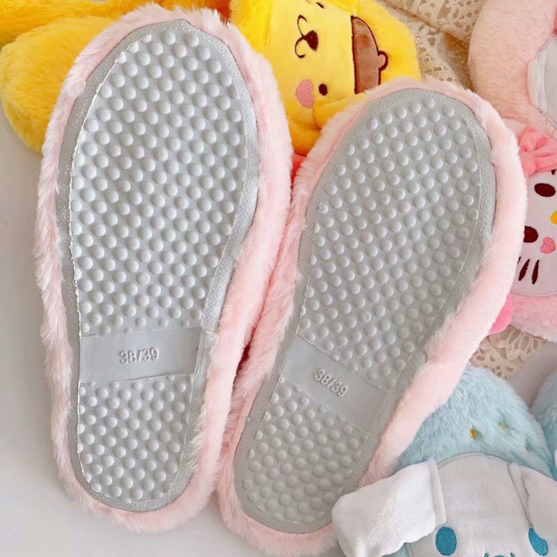 SANDAL BONEKA MELODY HELLO KITTY CINNAMOROLL POMPOM PURIN SLIPPERS