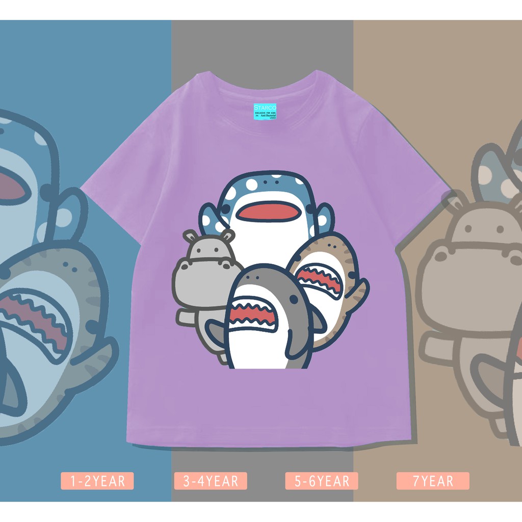 Baju Baby Ikan Hiu / Kaos Distro Anak Laki Laki dan Perempuan / Unisex / Motif Hiu Shark