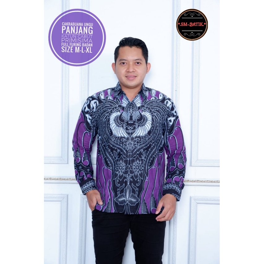 Baju Kemeja Batik Pria Solo Premium Modern Lengan Panjang Pendek CAKRABUANA UNGU Katun FULL FURING SM BATIK Perwira Mahesa Hanung Jayanegara Kencono ungu suket segoro peksi seling batik keris solo asli mahogra arieswara TUMURUN KLASIK