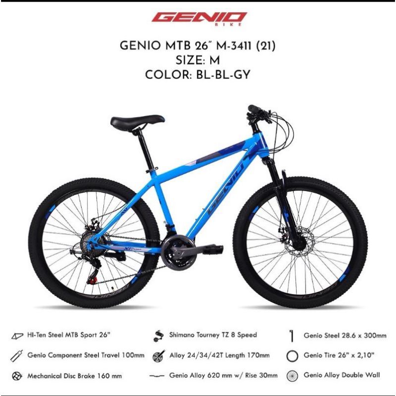 SEPEDA MTB 26" / 27,5 INCH GENIO M3411 / M3412 RD SHIMANO MURAH BARU
