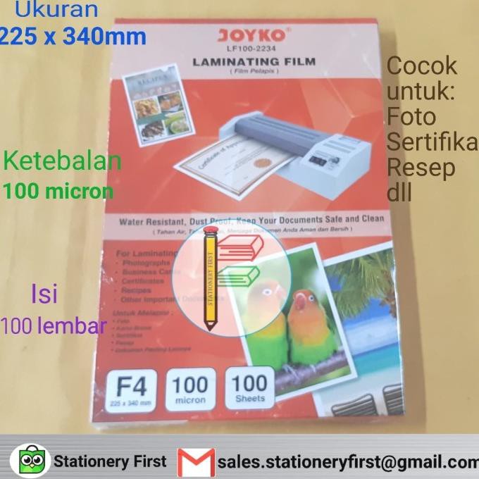 

Joyko Laminanting Film / Plastik Laminating F4 100 micron KERTAS FOLIO