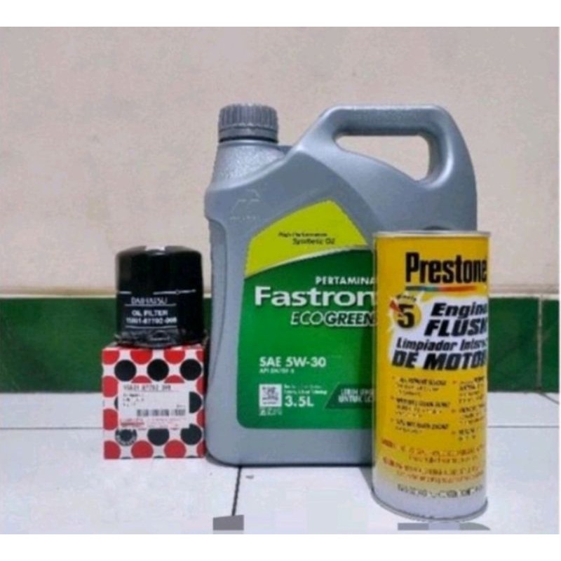 PAKET GANTI OLI FASTRON LCGC 5W-30 +FILTER OLI+ENGINE FLUSH UNTUK MOBIL AGYA CAYLA SIGRA ORIGINAL