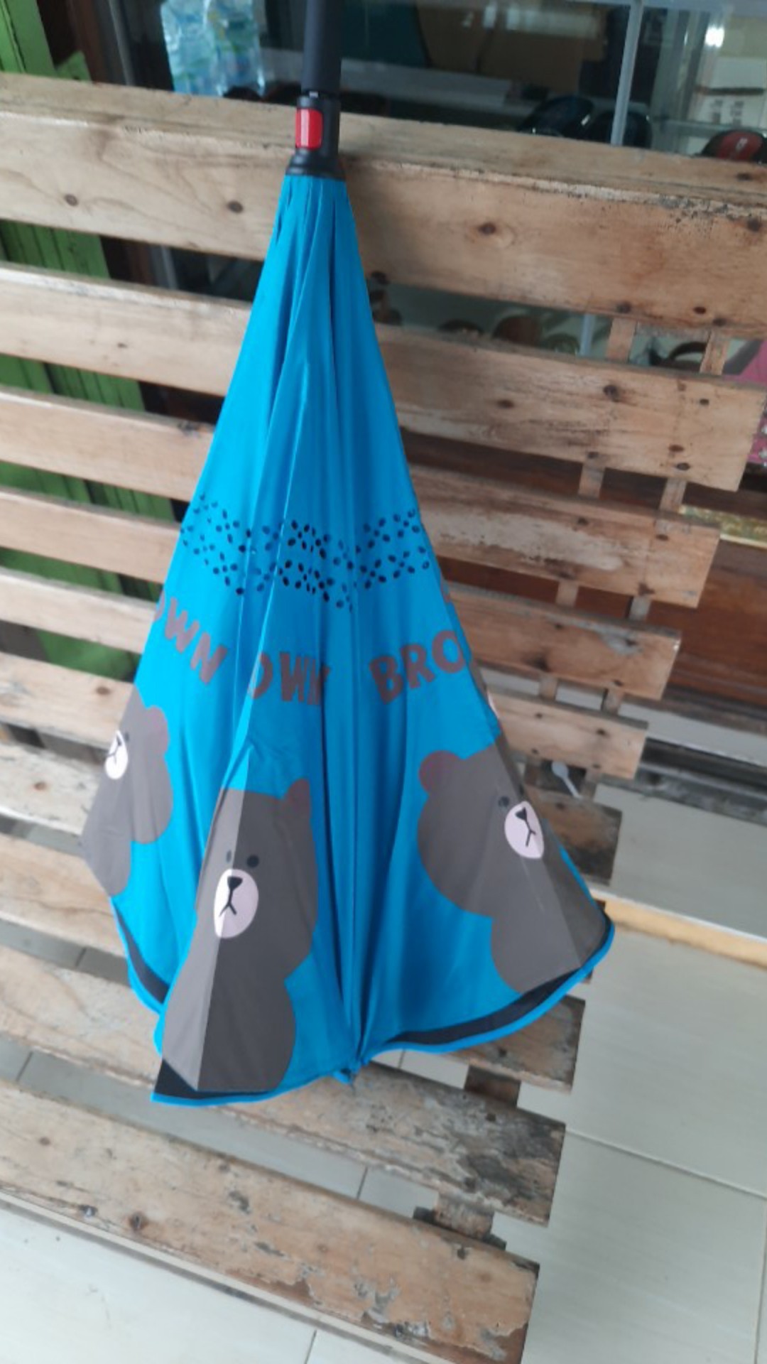 Payung Terbalik Kazbrella Motif Karakter Hello Kitty,brown,cony c Handle