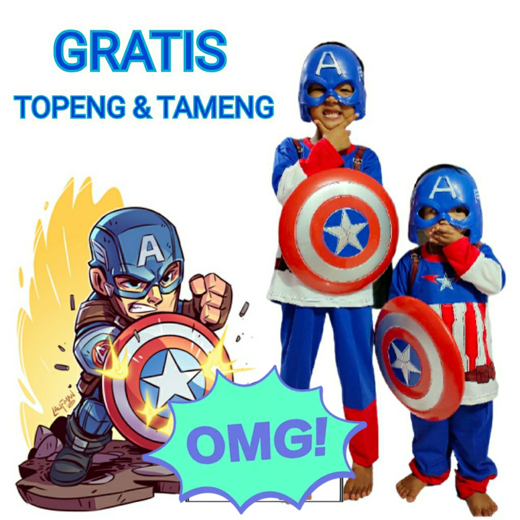 KOSTUM ANAK KOLEKSI SUPERHERO BATMAN CAPTAIN AMERICA SPIDERMAN TRANSFORMERS HULK IRONMAN FREE TOPENG