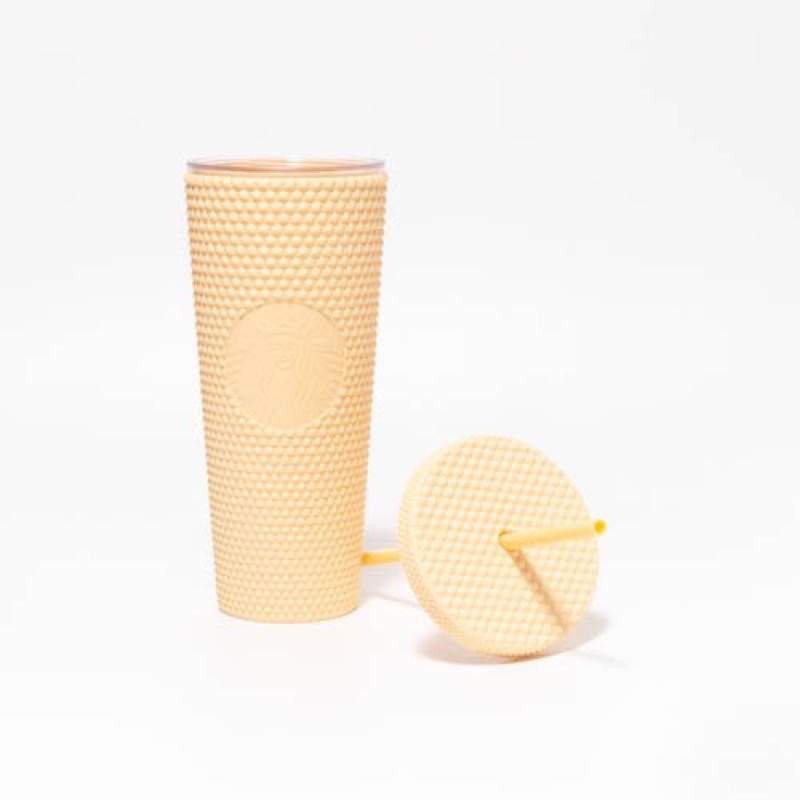 Starbucks Tumbler Studded Bling Yellow Butter Matte Cold Cup Venti 24oz