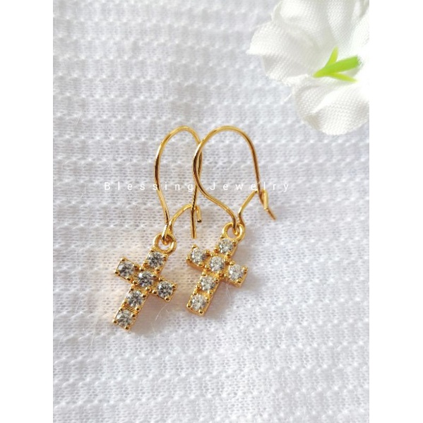 Anting Jurai Xuping Salib Warna Emas Wanita