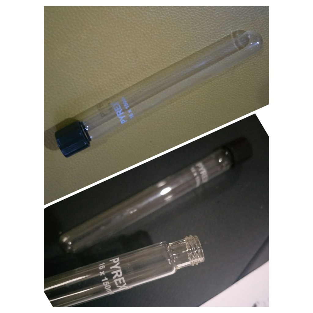 tabung reaksi pyrex autoclave 16 x150mm tutup derat hitam