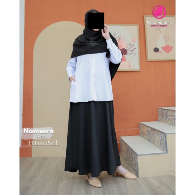 GAMIS HITAM PUTIH NAMEERA BY FANIA HIJAB