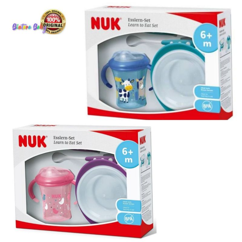 NUK Learn To Eat Set / Perlengkapan Makan Bayi Training Cup / Feeding Set / Baby Gift Set