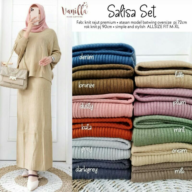 SALISA Set Rajut (top &amp; rok) II Vanilla