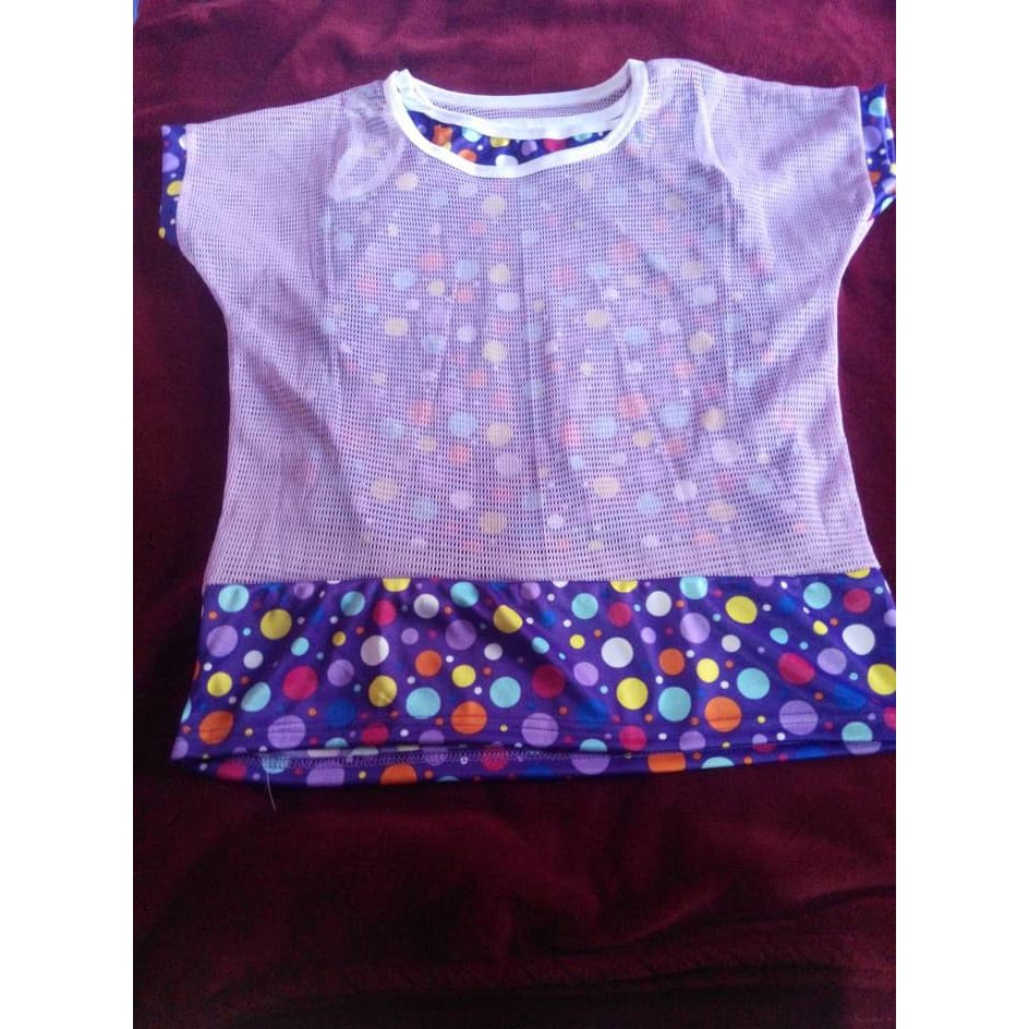 baju wanita ungu polkadot