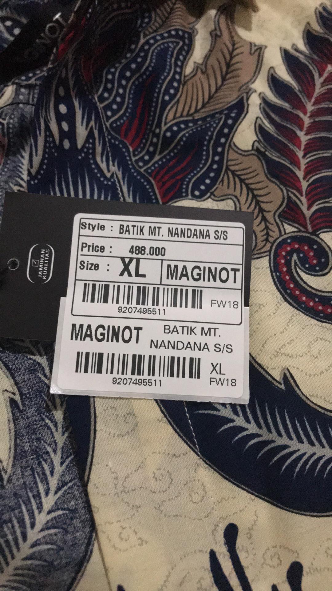 Maginot Kemeja Batik Pria Nandana-ss Lengan Pendek