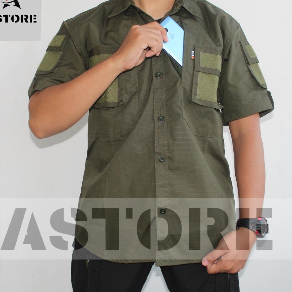 F⚡ASH SALE Terlaris Kemeja Tactical Pendek 115 / Kemeja PDL Premium Original Astore [Hijau Army]