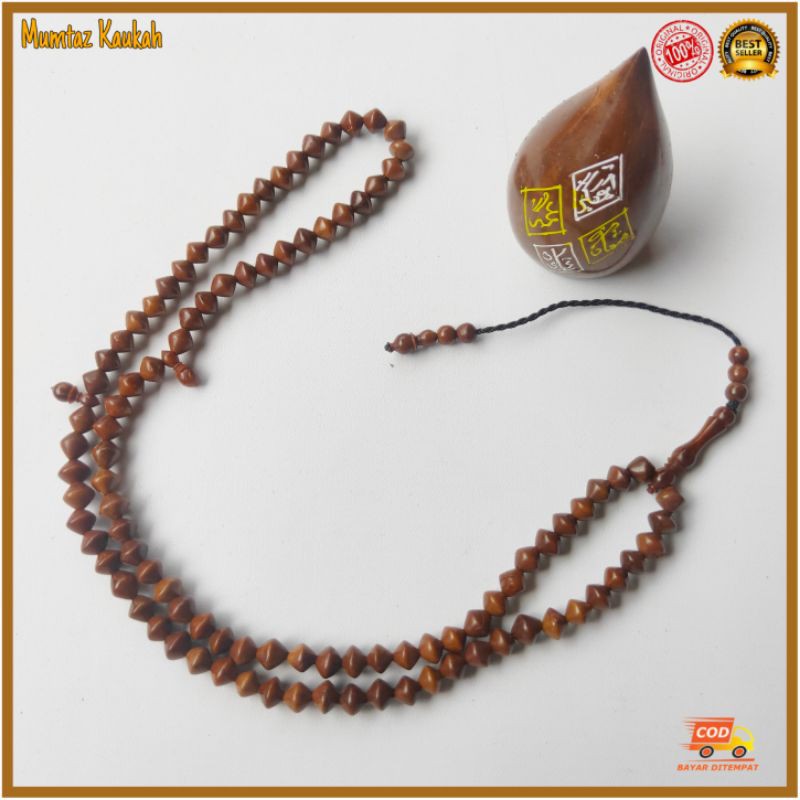 Tasbih kauka kaukah 99 wajik 6,5 mm coklat original kokka koka kaokah kauka