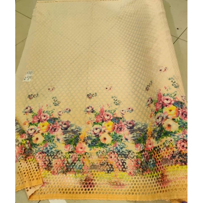 kain/bahan katun border printing /katun bolong motip