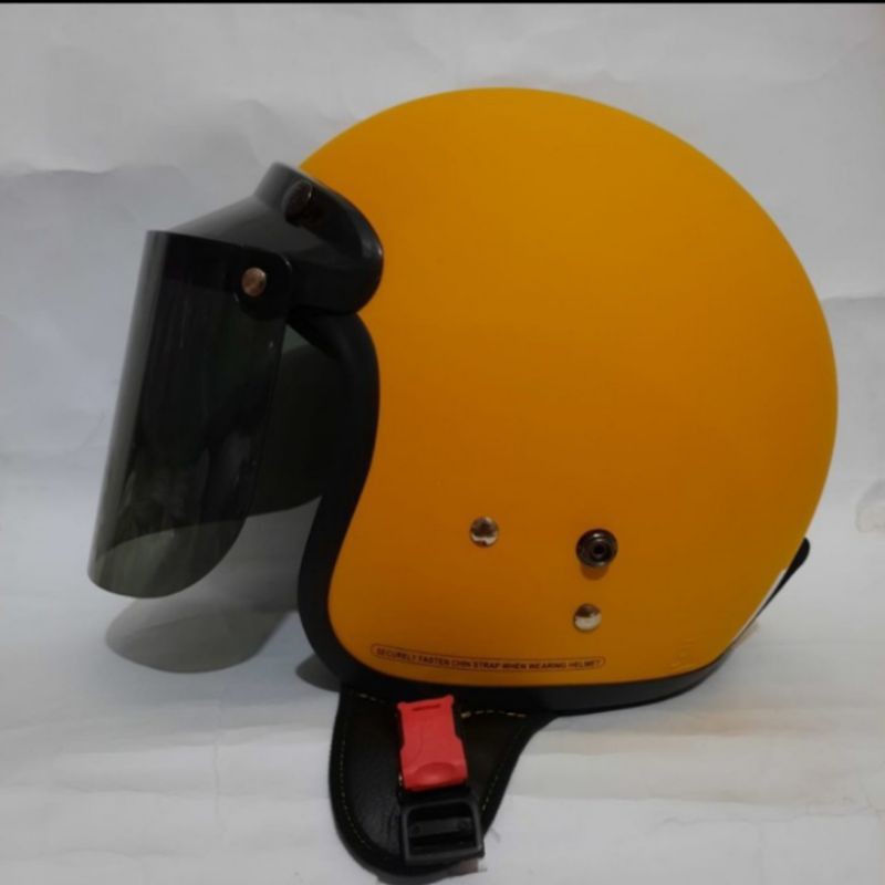 HELM BOGO / HELM RETRO / HELM BOGO RETRO / HELM DEWASA / HELM BOGO FLAT KUNING /HELM BOGO KACA DATAR