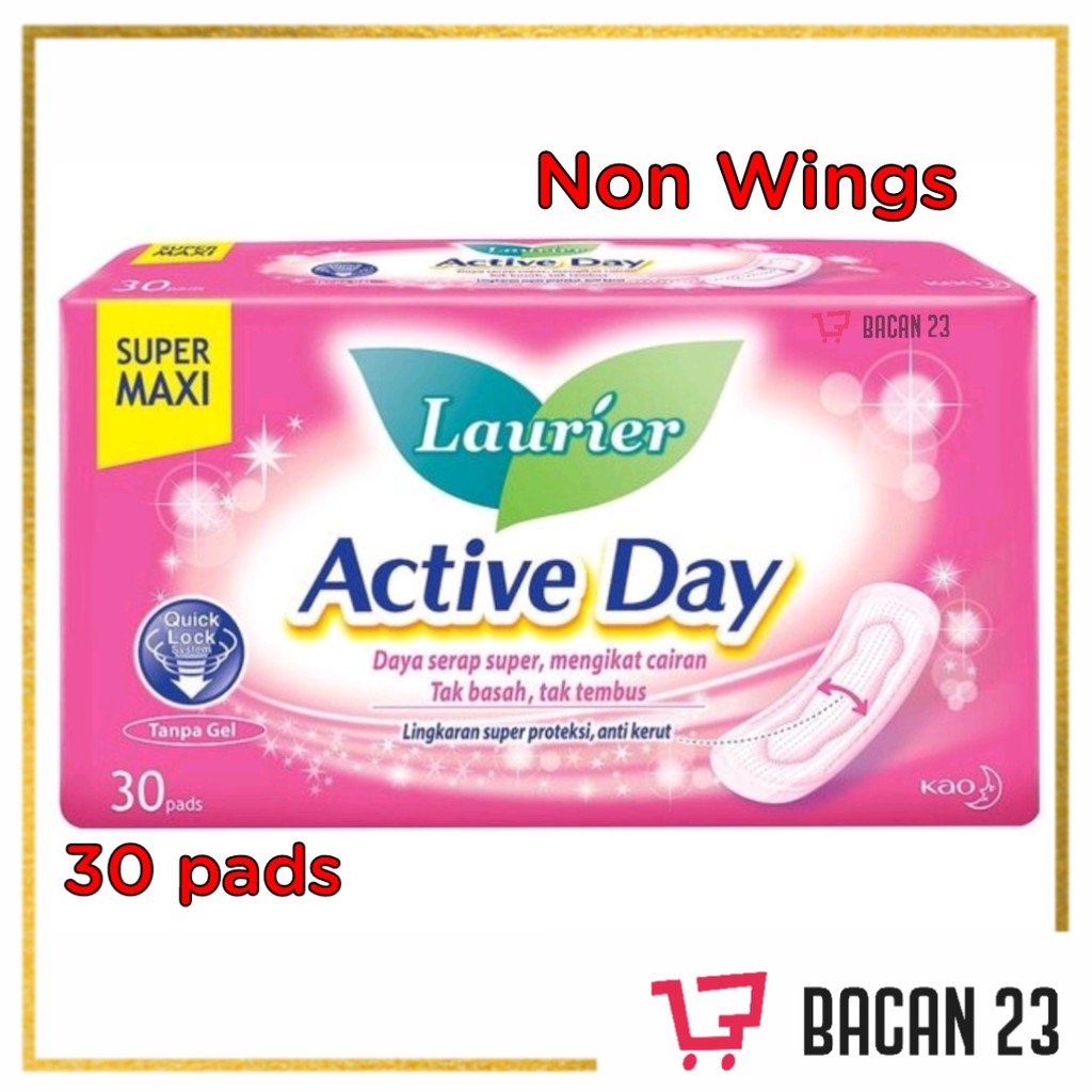 Laurier Active Day Non Wings ( 30 Pads ) / Pembalut / Softex / Bacan 23 - Bacan23