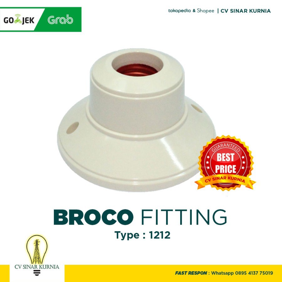 BROCO 1212 STD Ceiling Lamp Holder - Fitting / Rumah Lampu E27 CREAM Ori