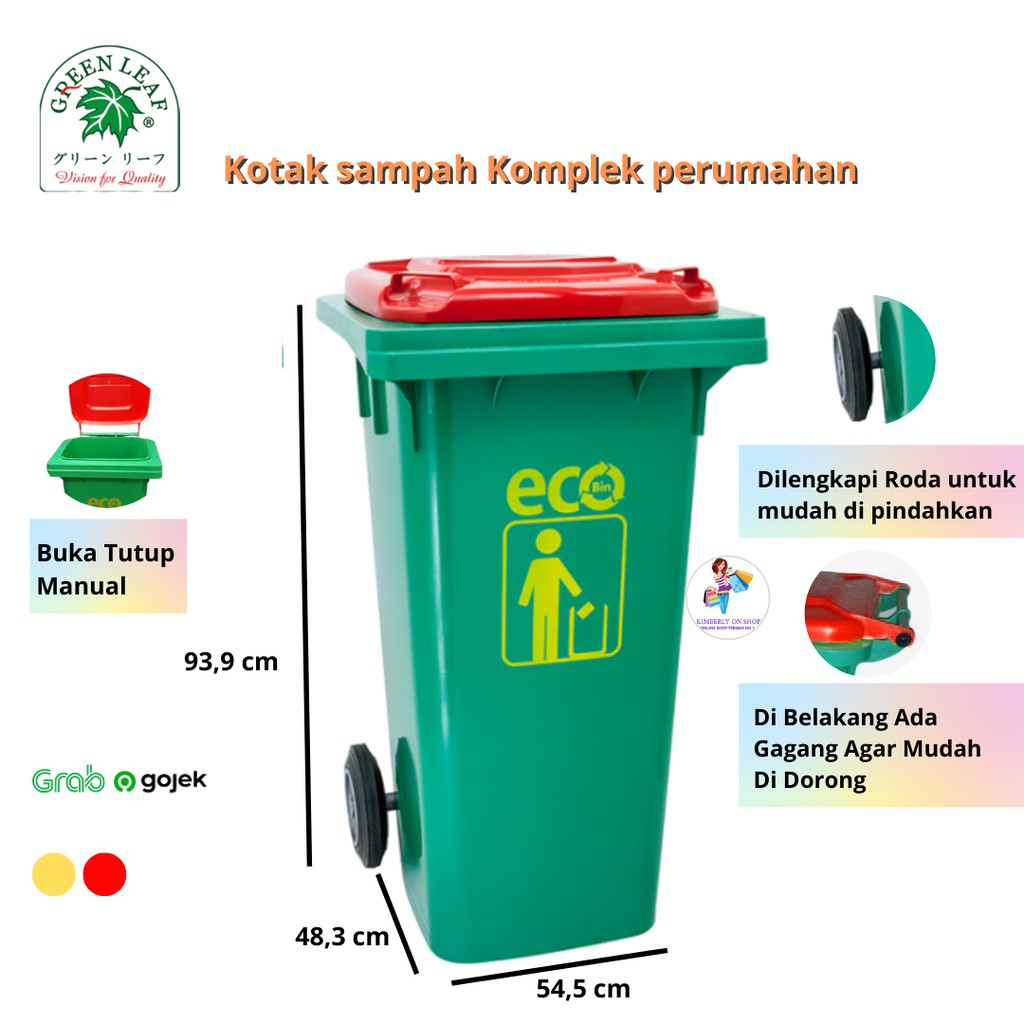 Kotak sampah Komplek perumahan 120 Liter Green Leaf