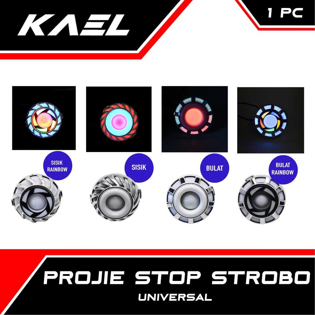 Lampu Projie Stop Strobo Universal Rem Motor Bulat-Rainbow-Sisik RGB Bebek-Matic-Sport Beat-FI-F1-Pop-eSP-Street/Vario 110-125-150 LED New/Mio-Sporty-M3-Z-S/Soul GT 115-New/X-Ride/Jupiter-MX-Z/Supra X 125-Fit New/Vega/Karisma/Revo Bohlam