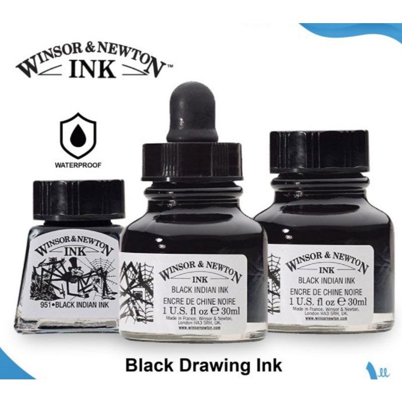 

WINSOR & NEWTON BLACK INDIAN INK TINTA CINA KALIGRAFI INDIA