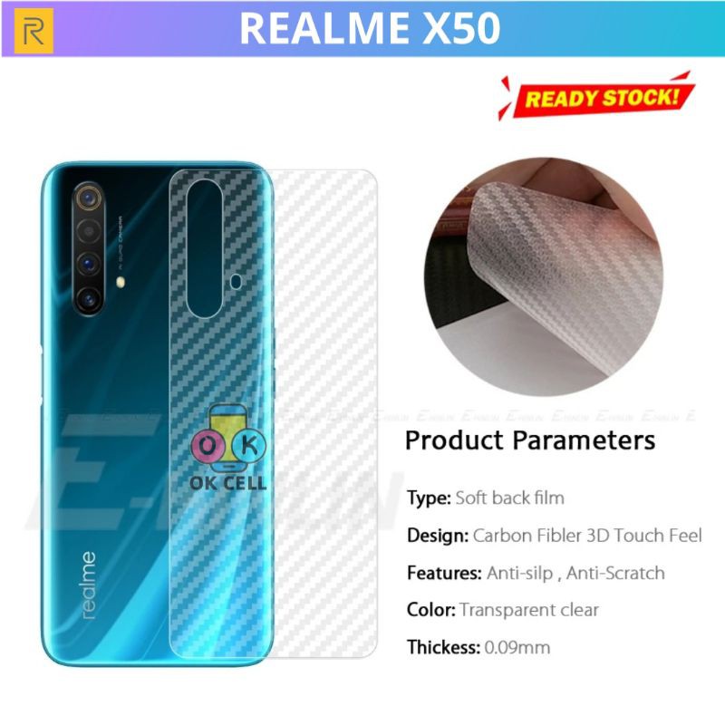 Skin Carbon Realme X50 - Garskin Karbon Realme X50 Sticker Anti Gores Belakang Premium