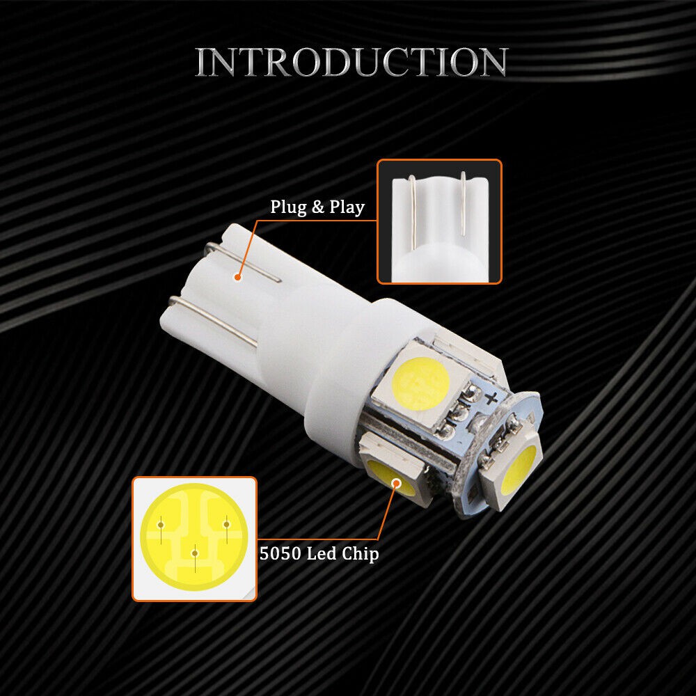 Lampu Jagung Senja Sein Rem Kabin Speedo Plat Mobil Motor LED T10 5050 5SMD 12V Side Light Bulb