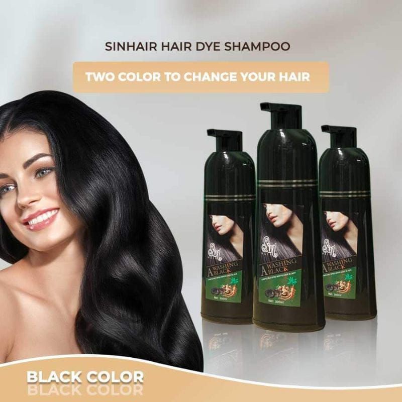 Sinhair Shampoo Jepang Original 300ml Pewarna Rambut No 1 Shin Hair Shampo Penghitam Anti Uban Black