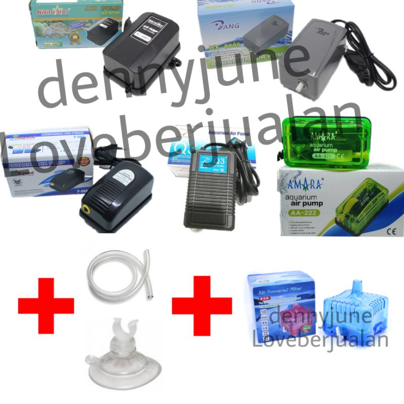 Paket Bundling Air Powered Filter Kotak + Aerator 1 lubang + Selang 1 m + dop selang