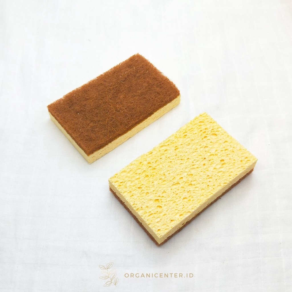 Spons Selulosa Natural Cellulose Sponge With Coconut Fiber Spons Cuci Piring Ramah Lingkungan Zero Waste Dapur Eco Friendly