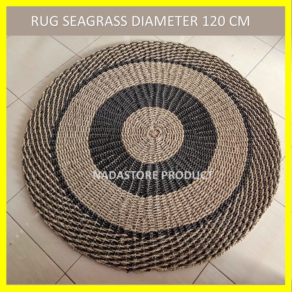 NEW Rug anyaman 120cm / Karpet Anyaman Seagrass / Karpet Bulat / Naturalan Murah