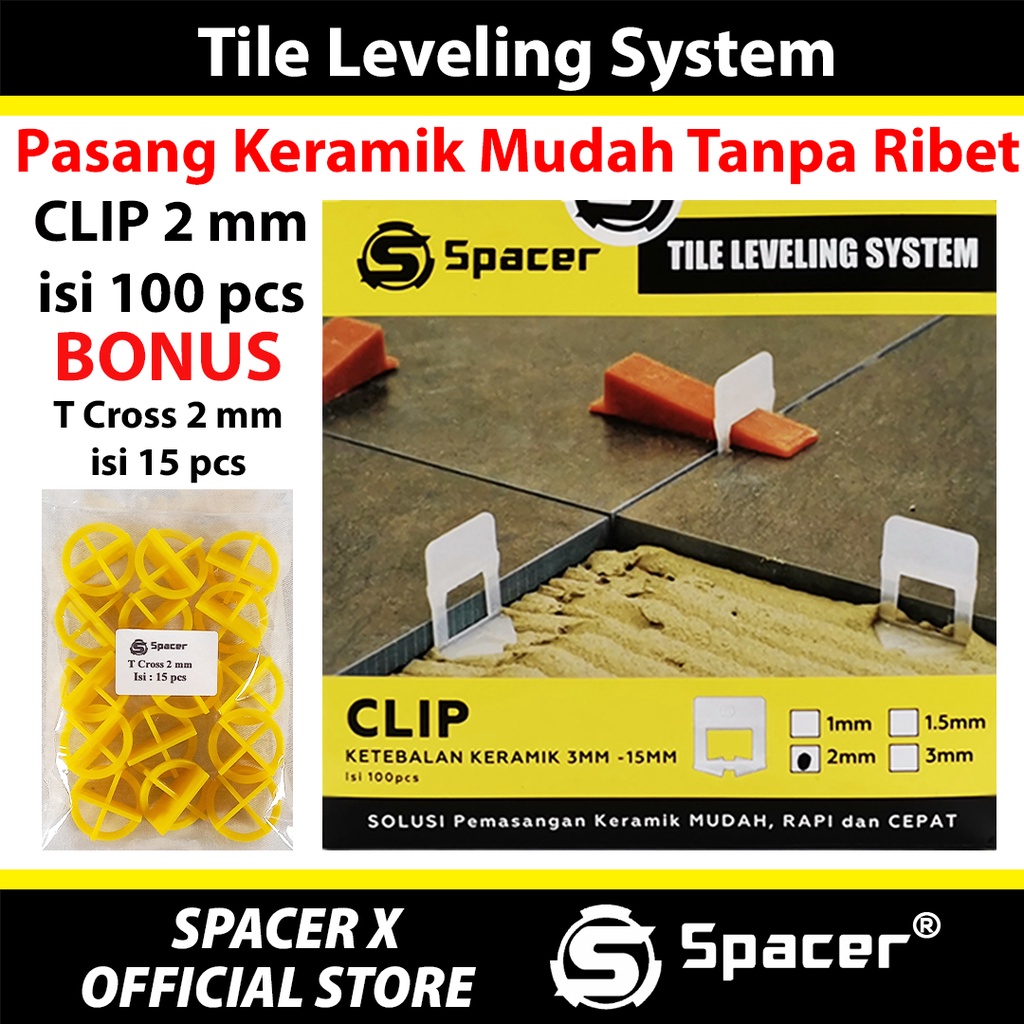 Clip 2 mm Tile Leveling System Alat Perata Nat Keramik Granit Klip Nat Keramik