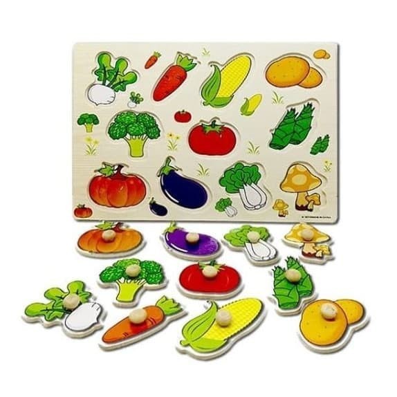 Mainan Edukasi Anak Puzzle Bergambar PUZZLE KAYU SAYUR A-3013 - Belajar Mengenal Sayur Sayuran Wooden Vegetable Educational Toys