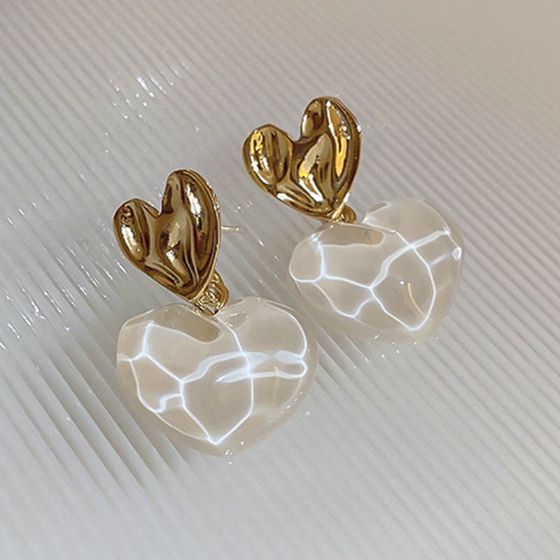 Anting Stud Zircon Berlian Imitasi Bentuk Hati Untuk Wanita