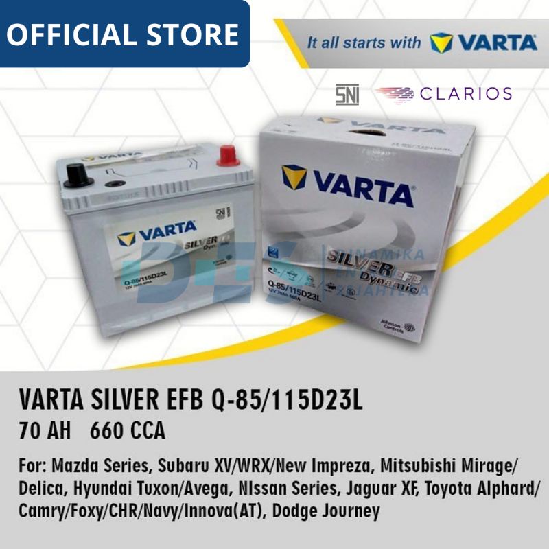 Varta Q85/115D23L Baterai Mobil 12V 70Ah Silver Dynamic EFB