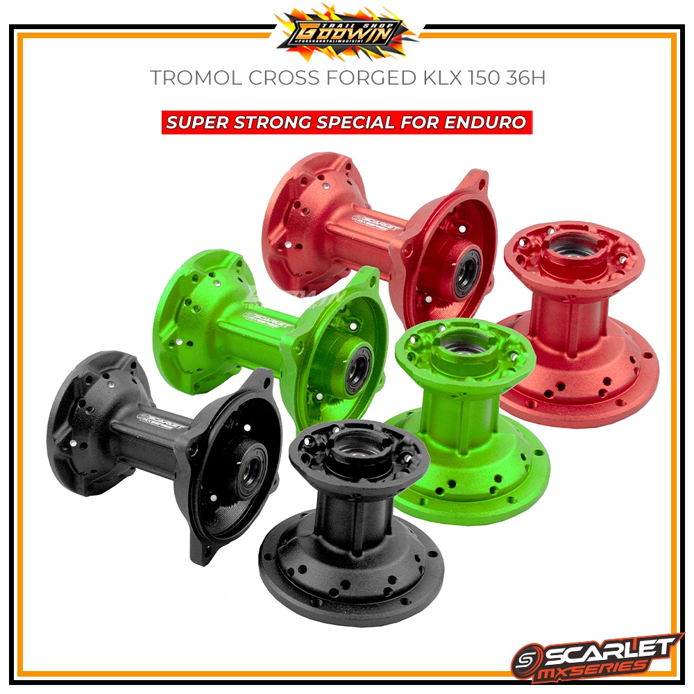 Tromol Set Depan Belakang CROSS SCARLET MX 2 Tone / SCARLET FORGED CRF 150L KLX BIGFOOT WR 155 36 Hole