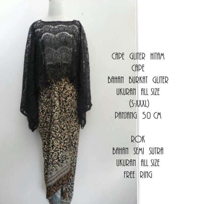 Kebaya Modern Cape Glitter / Batwing Brukat / Kalong Brukat Silver Dan Pilihan Warna Lain