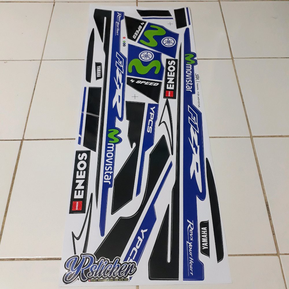 Stiker striping sticker variasi yamaha Fiz R movistar biru tua