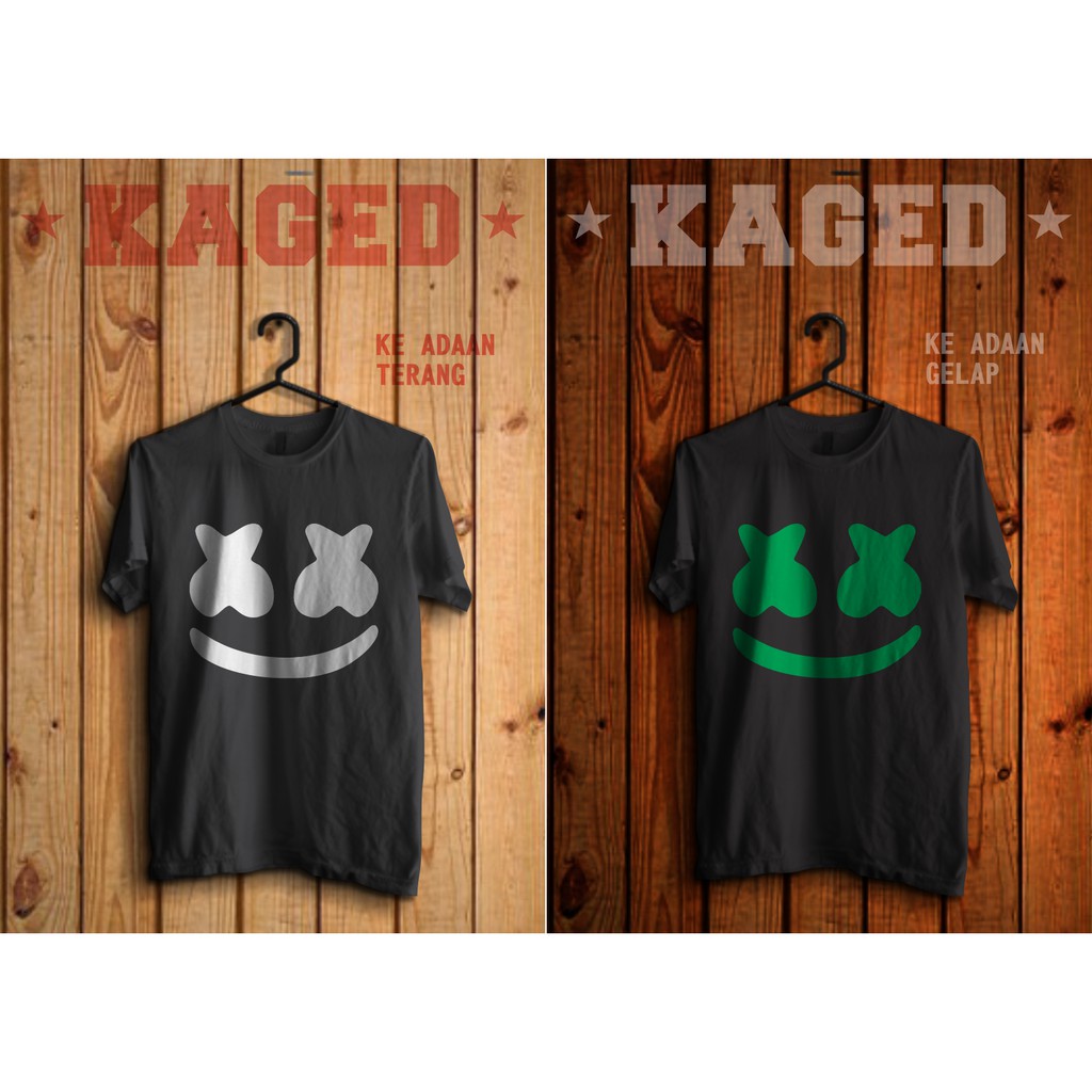 KAOS DJ MARSHMELLO #GLOWINDARK KAOS LOGO DJ MARSHMELLO #WARNAHITAMGLOWINDARK
