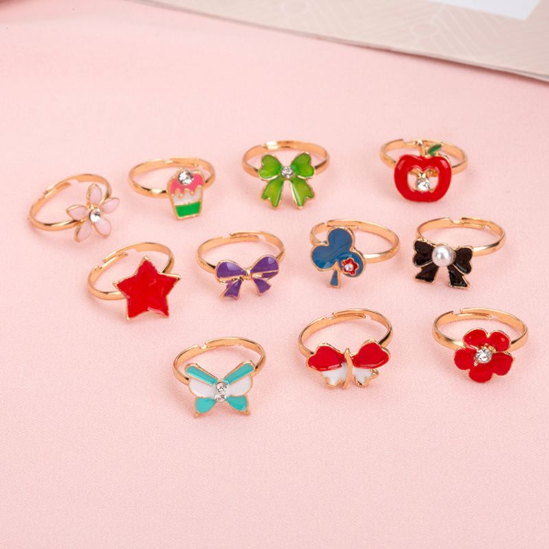 SIY Adjustable Flower Animal Ring 36 Pcs Cartoon Children Rings for Kids