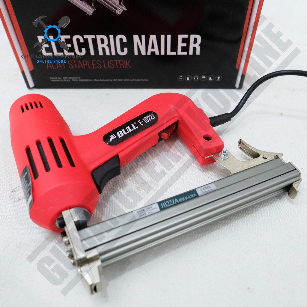 Mesin Staples Paku Tembak LISTRIK BULL 1022J / ELEKTRIC Nailer Gun BULL E-1022J