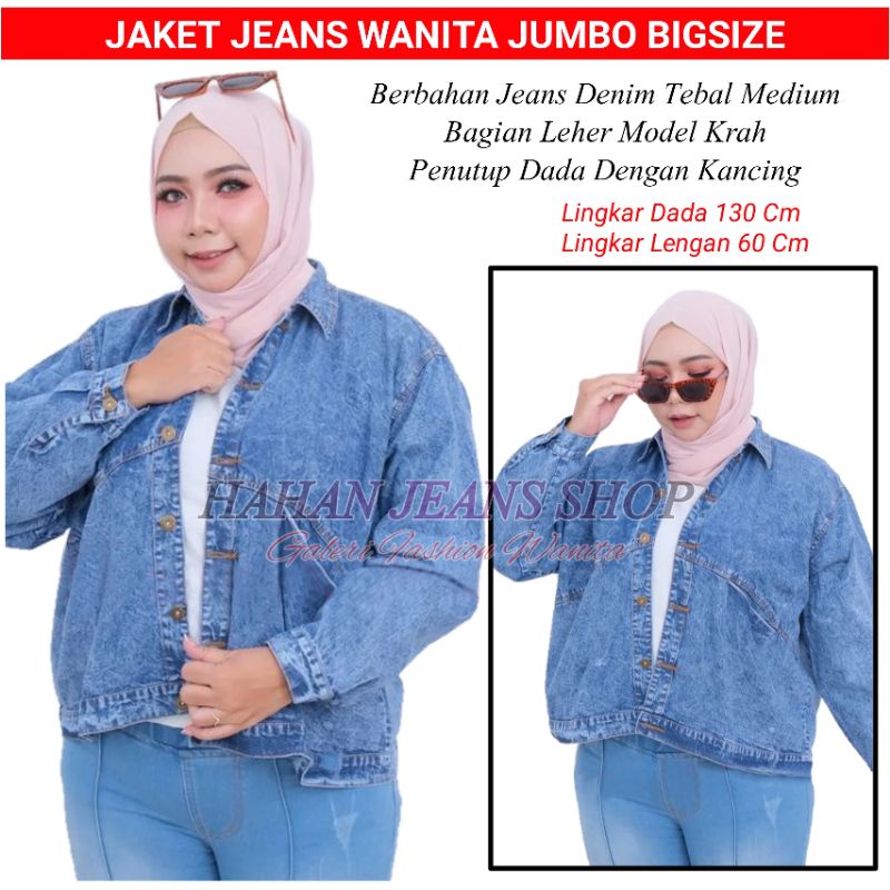 Jaket Wanita Jumbo Ld 130 Bahan Jeans Denim Jacket Lepis Cewek Remaja dan Perempuan Dewasa Model Sno