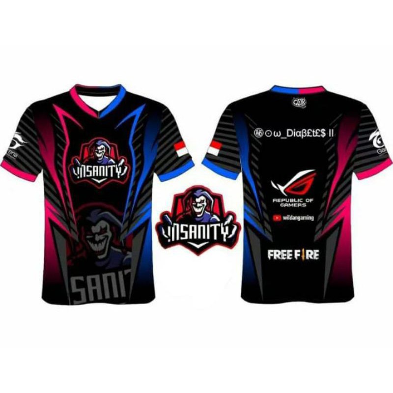 JERSEY KAOS BAJU GAMING ESPORT CUSTOM LOGO DAN NICKNAME